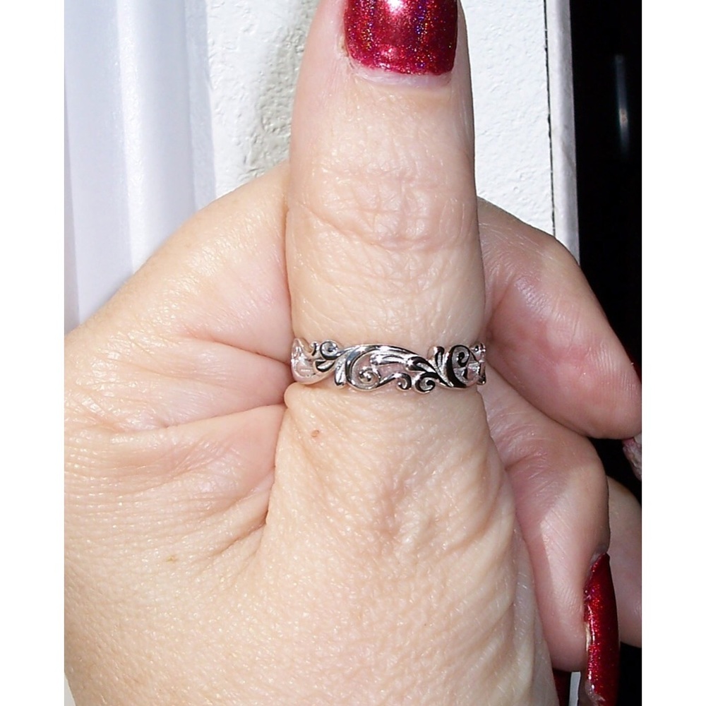 925 STERLING SILVER Open Work Swirls 5.3 (mm) Band Ring Sizes 2-13 - Picture 7 of 16